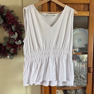 Wonderly White Sleeveless Blouse with Gathered Waist